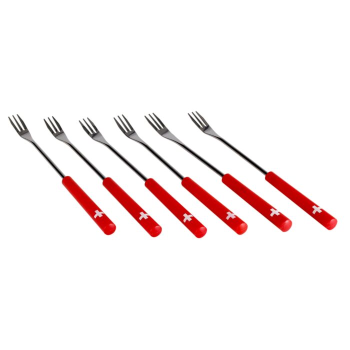 Käsefondue-Gabeln «Schweizerkreuz», 6-teiliges Set