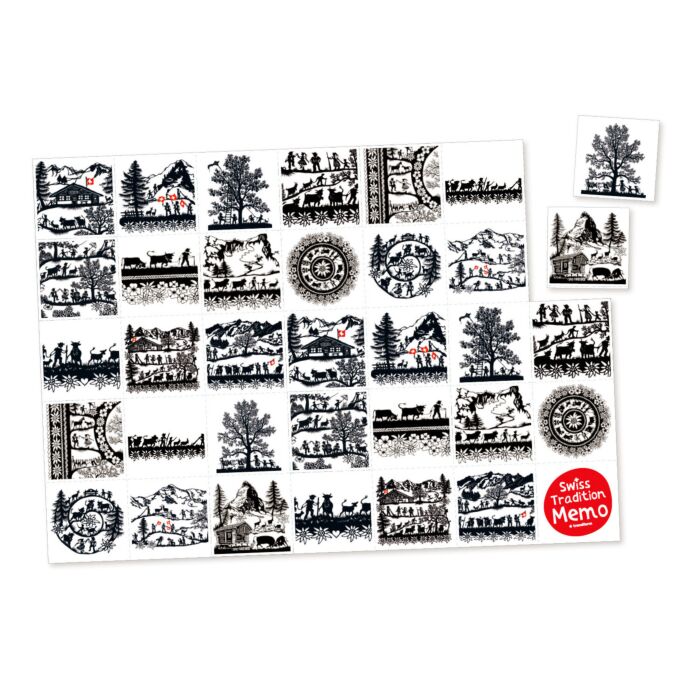 Papiertischset «Swiss Tradition Memo», 24 Blatt mit 4 Sujets