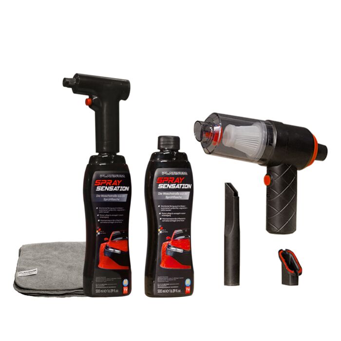 Kit d'entretien automobile Platinum SpraySensation, avec aspirateur à main sans fil et accessoires