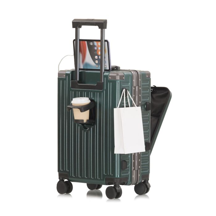 Valise cabine London, 55 cm, avec poche pour ordinateur portable, port USB et serrures TSA