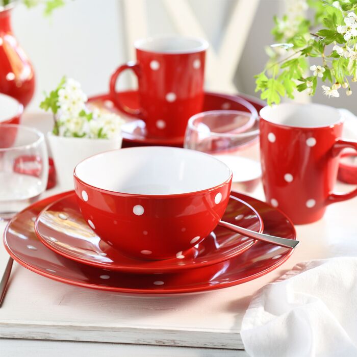 Geschirr-Set «Polka Dots», 16-teilig, für 4 Personen