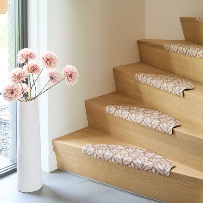 Tapis d'escalier «Lilly Almond», lot de 15, autocollants et insonorisants