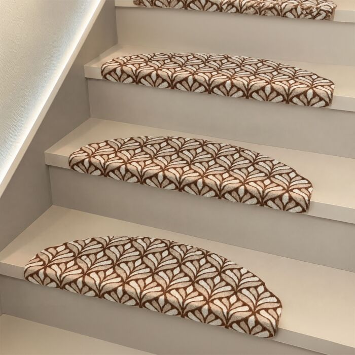 Tapis d'escalier «Lilly Almond», lot de 15, autocollants et insonorisants
