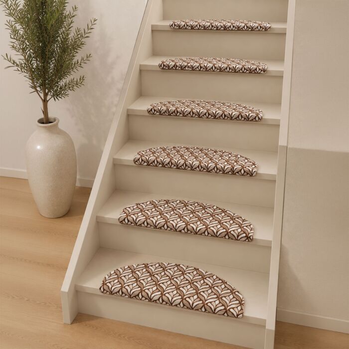 Tapis d'escalier «Lilly Almond», lot de 15, autocollants et insonorisants