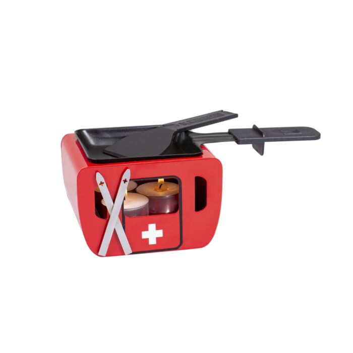 Kerzenraclette «Gondel», rot mit Seilbahn-Design
