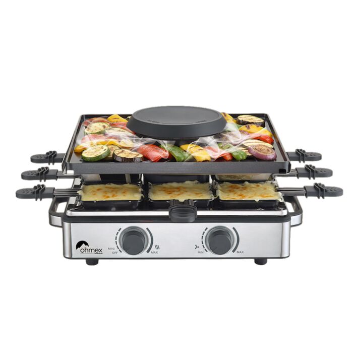 Raclette Ohmex «RCL-0828SL», système d'aspiration des odeurs, pour 8 personnes