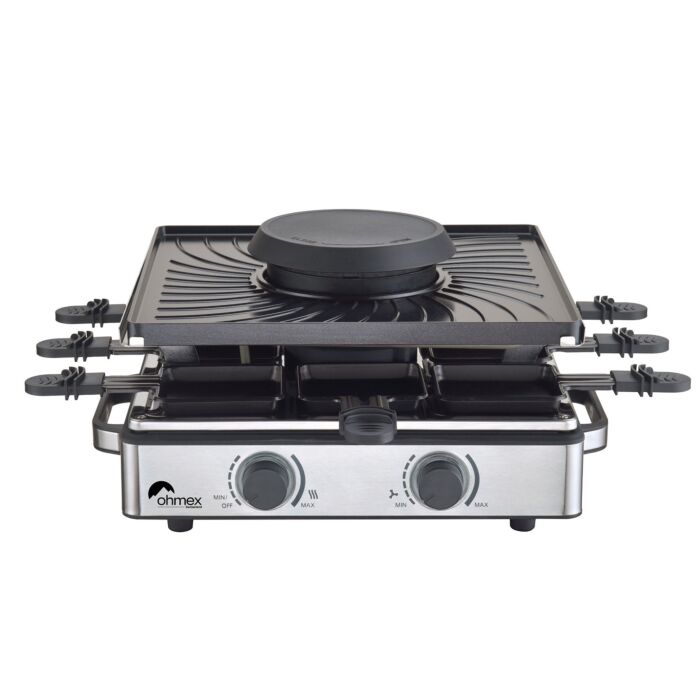 Raclette Ohmex «RCL-0828SL», système d'aspiration des odeurs, pour 8 personnes