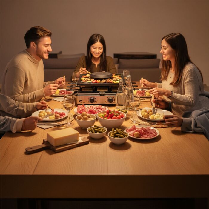 Raclette Ohmex «RCL-0828SL», système d'aspiration des odeurs, pour 8 personnes