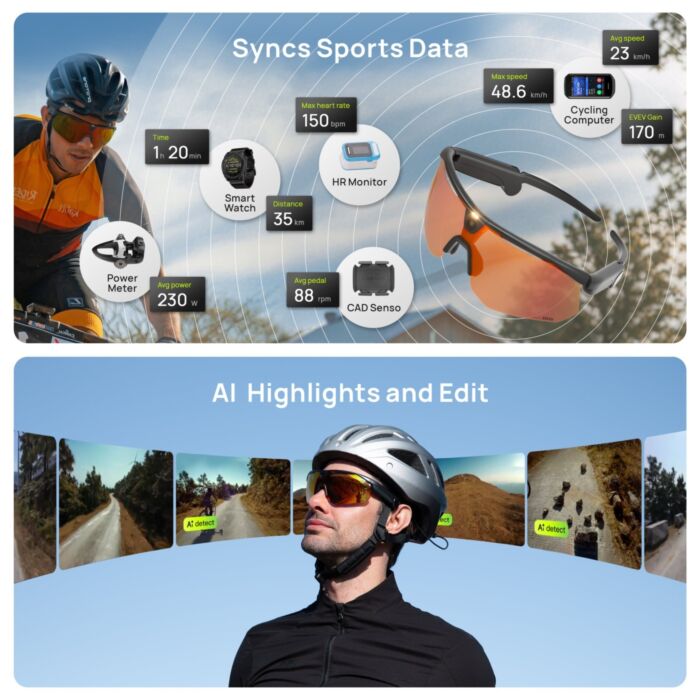 AI Sports Glasses, smarte Sportbrille mit KI-Funktionen