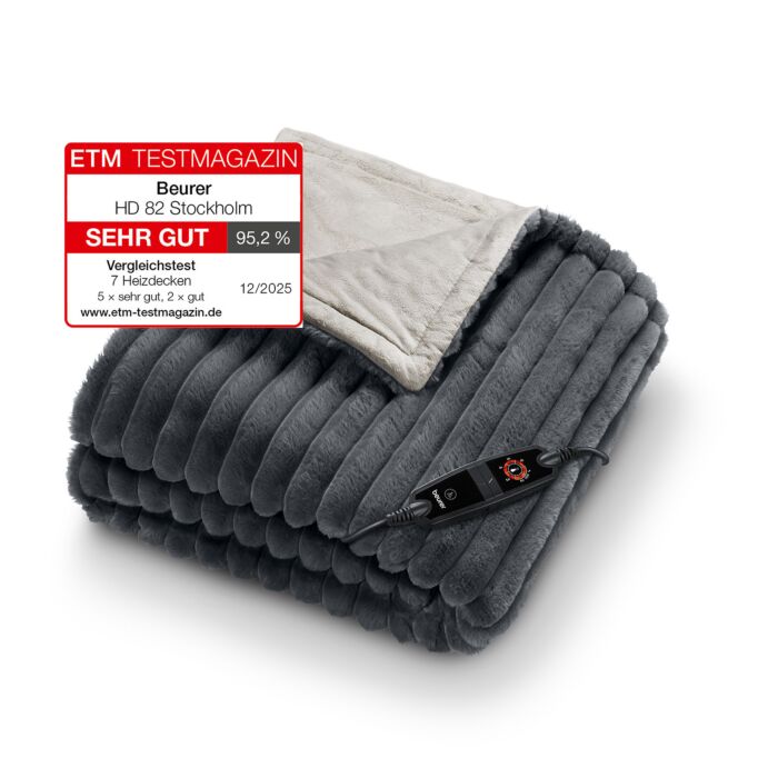 Couverture chauffante Beurer «HD 82 Stockholm», 6 niveaux de température, velours de polyester