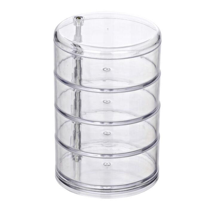 Kosmetik-Tower mit 4 drehbaren Fächern, transparent