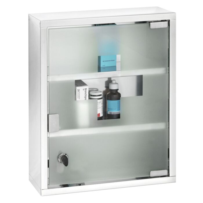 Medikamentenschrank aus Edelstahl, abschliessbar, 3 Ablageflächen