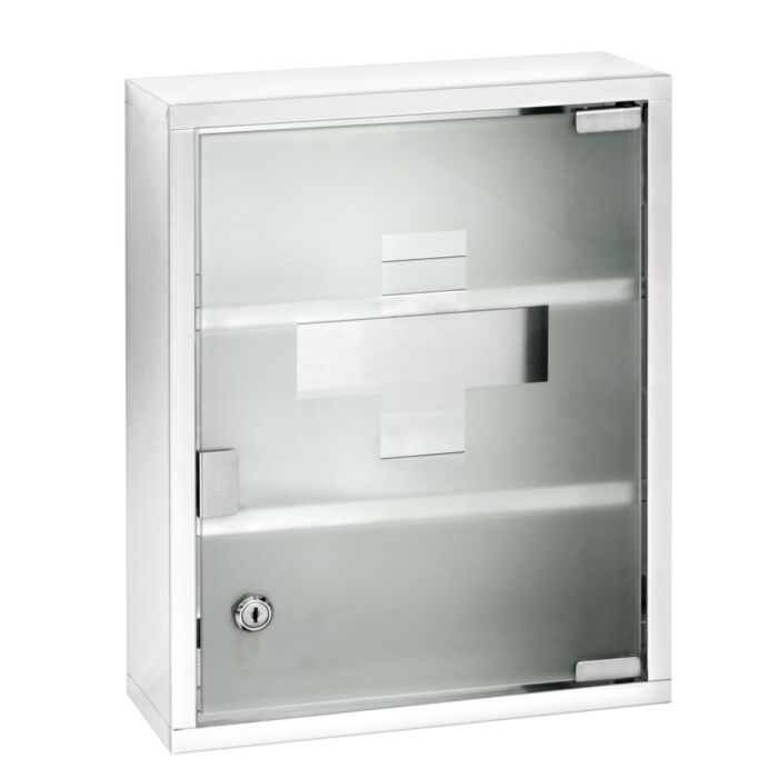 Medikamentenschrank aus Edelstahl, abschliessbar, 3 Ablageflächen