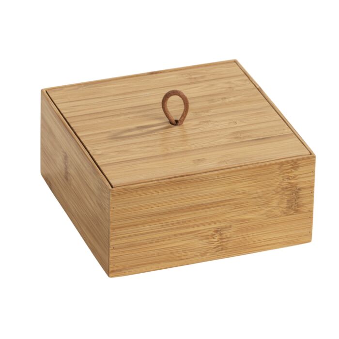 Boîte de rangement «Terra» en bambou, avec couvercle et poignée, 15x15x7 cm