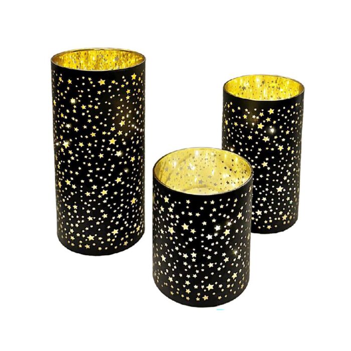 LED-Windlichter Sterne, 3er-Set mit Timer