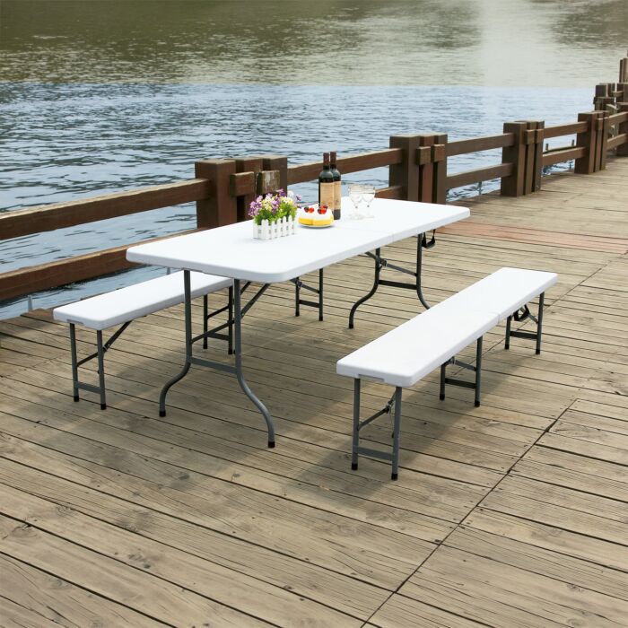Kunststoff-Klapptisch mit Kofferfunktion, für 6-8 Personen