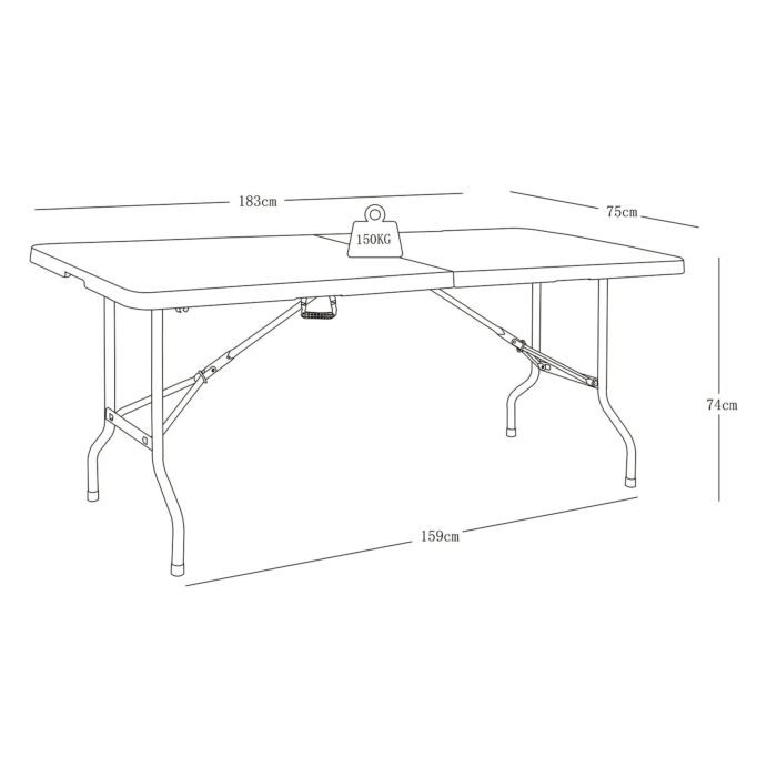 Kunststoff-Klapptisch mit Kofferfunktion, für 6-8 Personen