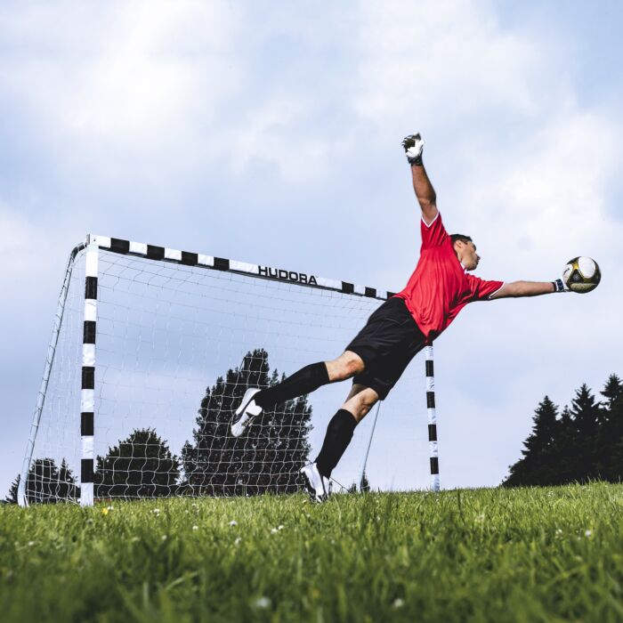 But de football Hudora pour le jardin, cadre carré stable avec montage par encliquetage