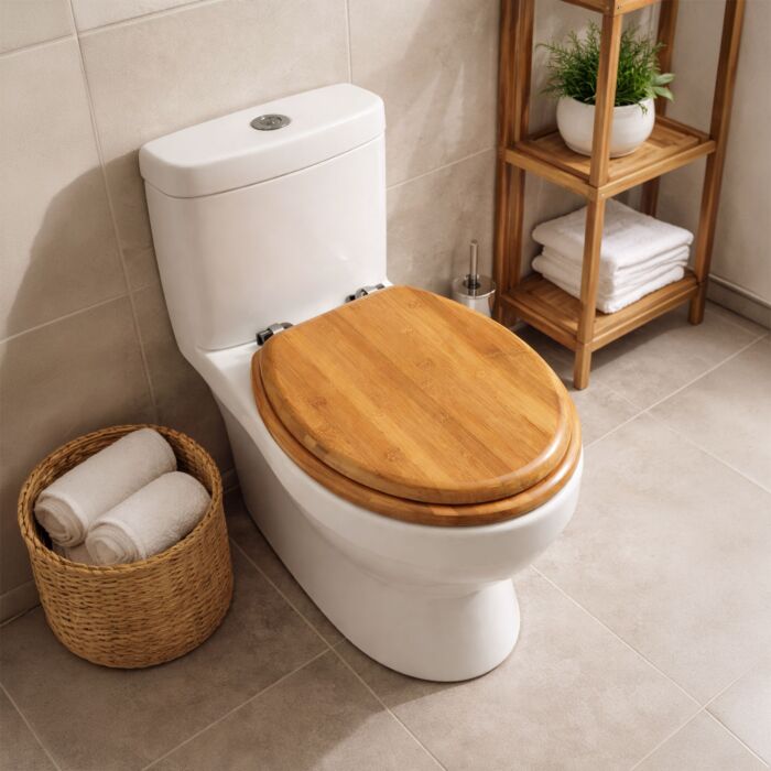 WC-Sitz aus Bambusholz, feuchtigkeitsresistent, bis 200 kg