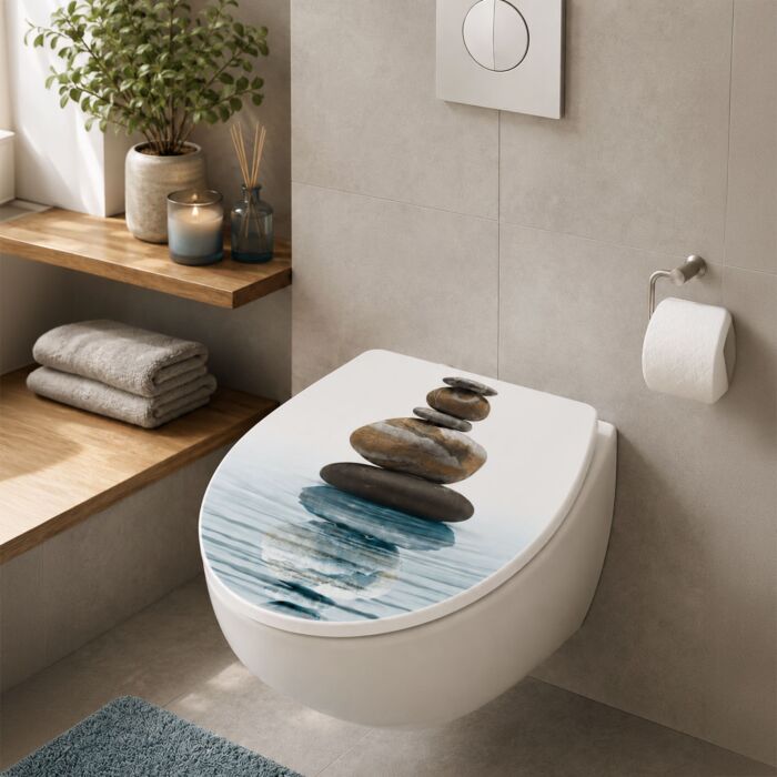 Lunette de toilette tendance «Meditation», Easy-Close, antibactérien
