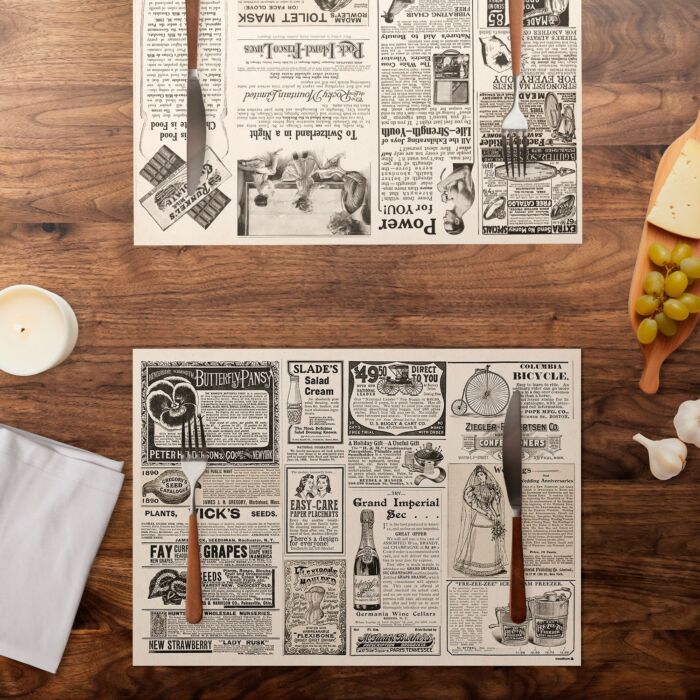 Papiertischset «Newspaper», 48 Blatt, Zeitungsdesign