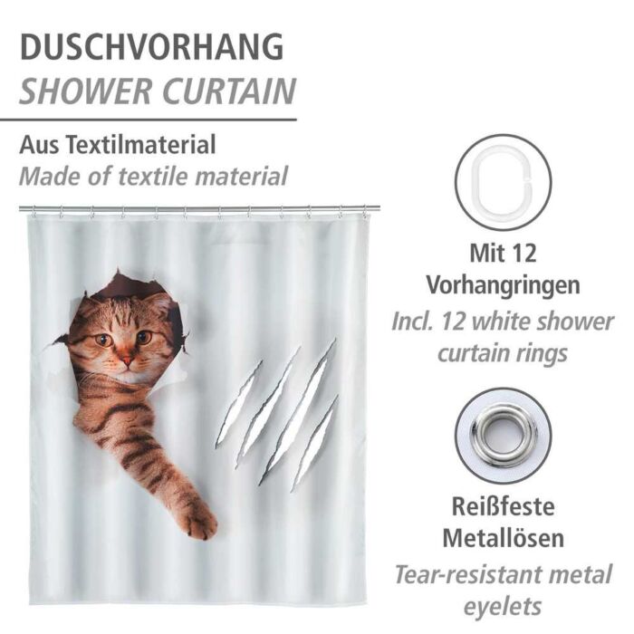 Lustiger Duschvorhang Katze, wasserabweisend