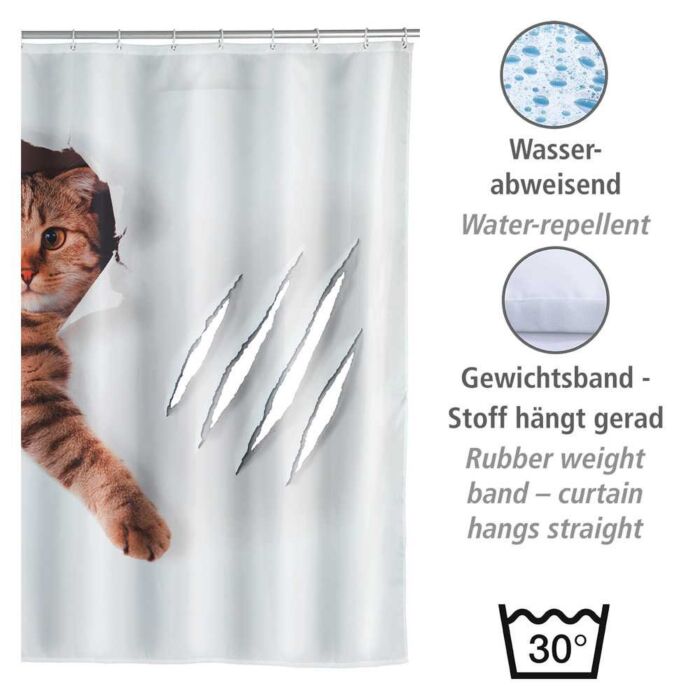 Lustiger Duschvorhang Katze, wasserabweisend