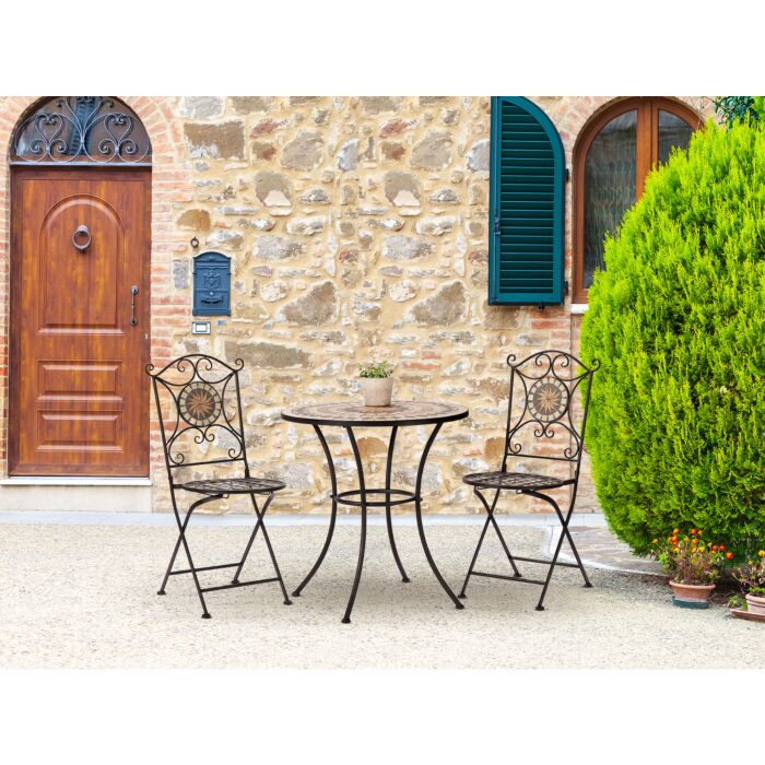 Set de bistrot «Mosaik», 3 pièces, acier poudré