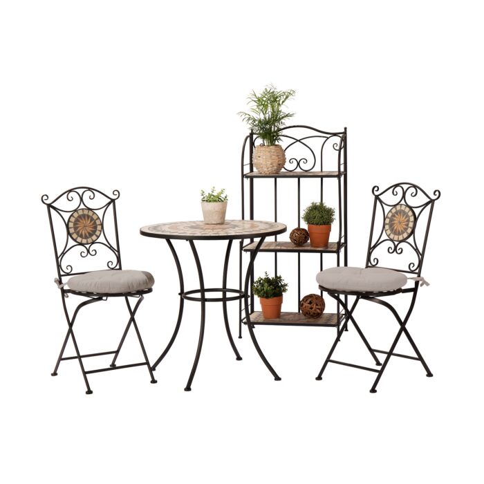 Set de bistrot «Mosaik», 3 pièces, acier poudré
