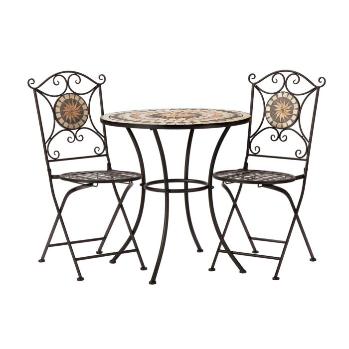 Set de bistrot «Mosaik», 3 pièces, acier poudré