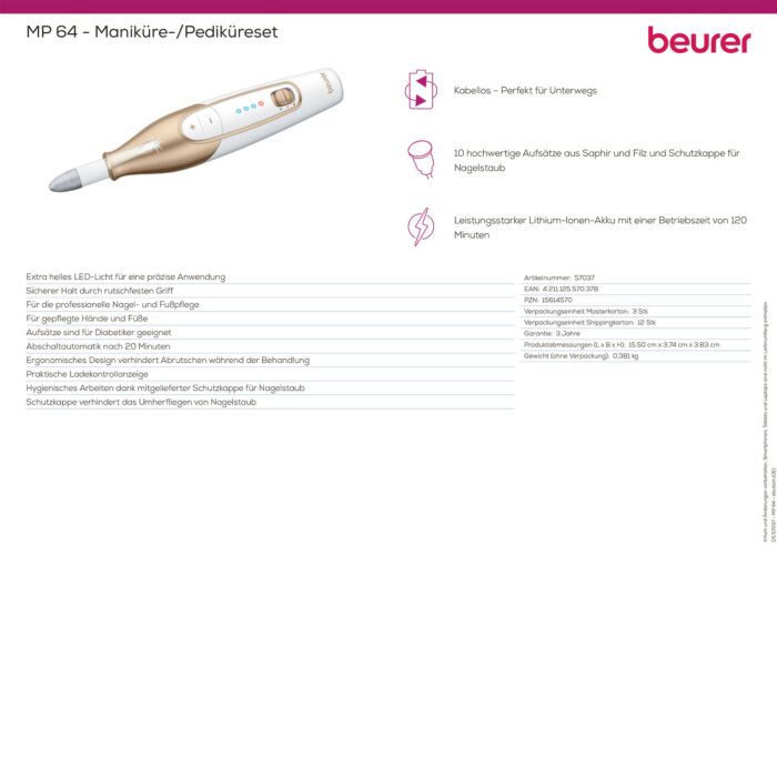 Beurer Manicure und Pedicure-Set, kabellos