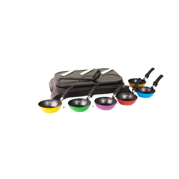Ohmex Party Wok- und Crèpe-Set, mit Pfännchen und Spachteln