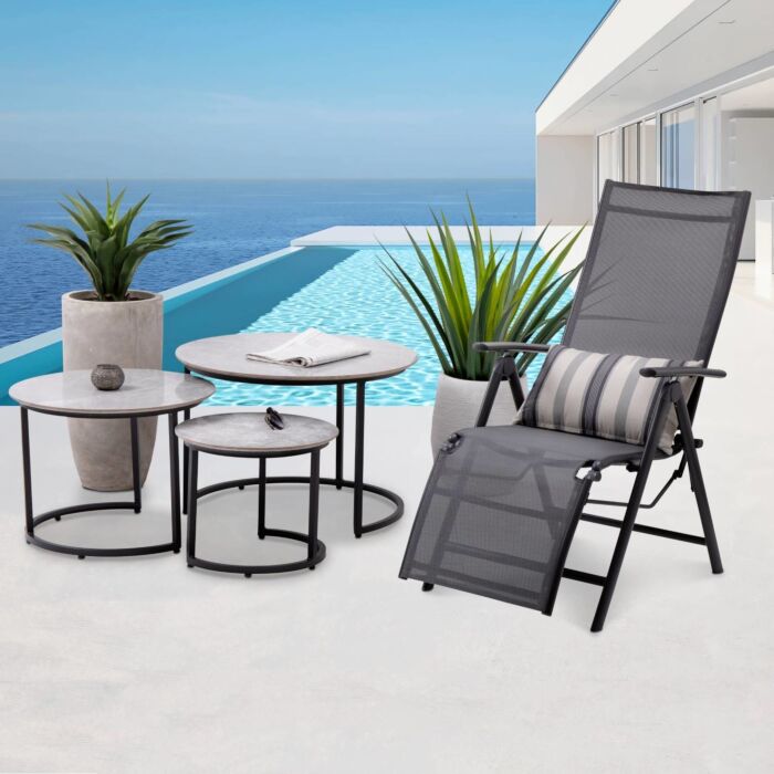 Set de table d'appoint «Venezia», 3 pièces, en aluminium et céramique