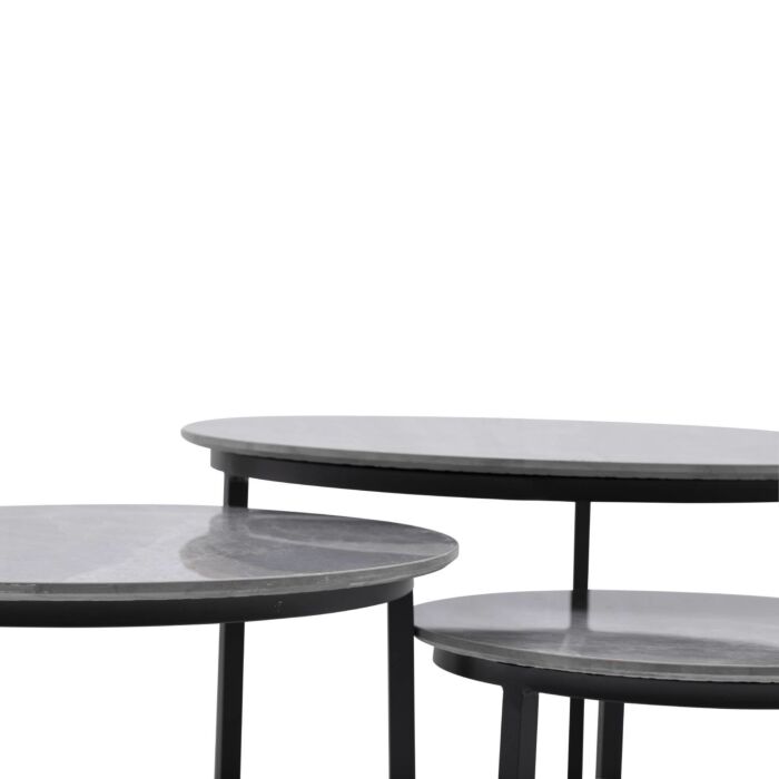 Set de table d'appoint «Venezia», 3 pièces, en aluminium et céramique