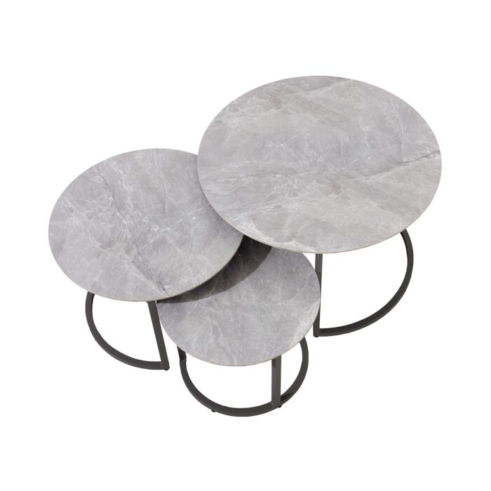 Set de table d'appoint «Venezia», 3 pièces, en aluminium et céramique