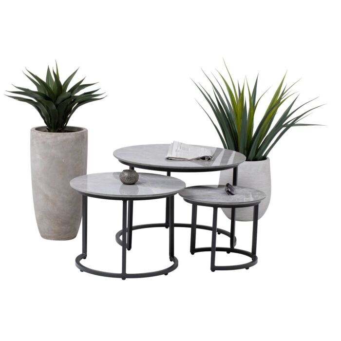 Set de table d'appoint «Venezia», 3 pièces, en aluminium et céramique