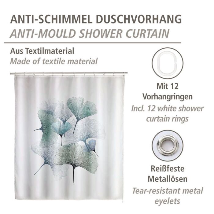Duschvorhang «Ginkgo», Anti-Schimmel, 180x200 cm