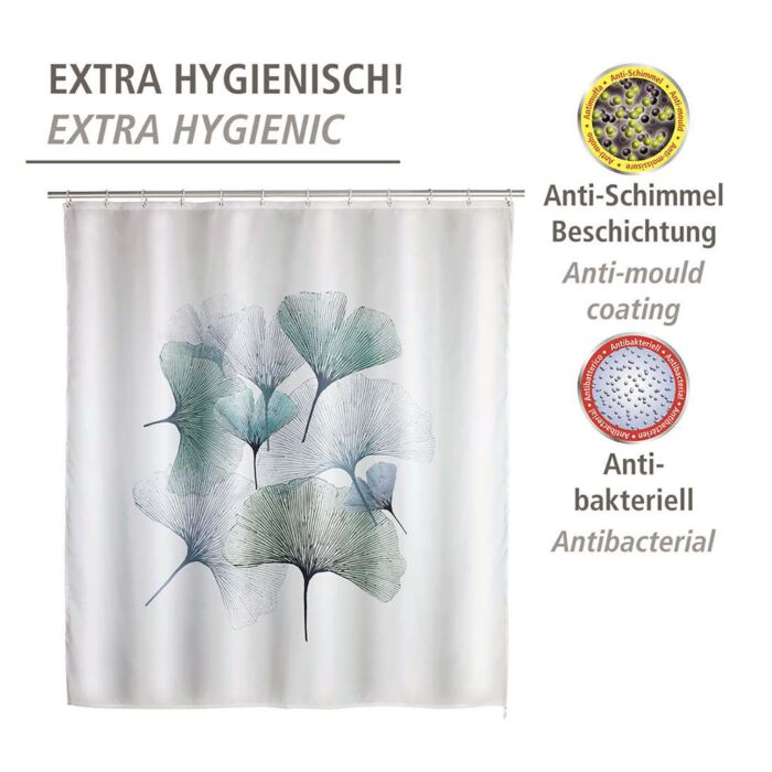 Duschvorhang «Ginkgo», Anti-Schimmel, 180x200 cm