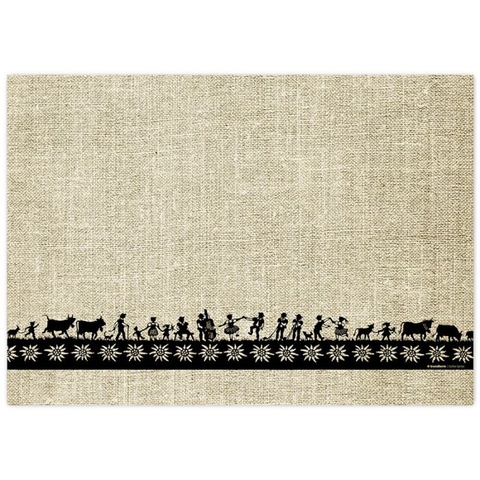 Papiertischset «Swiss Tradition 3», 48 Blatt, Scherenschnitt-Design