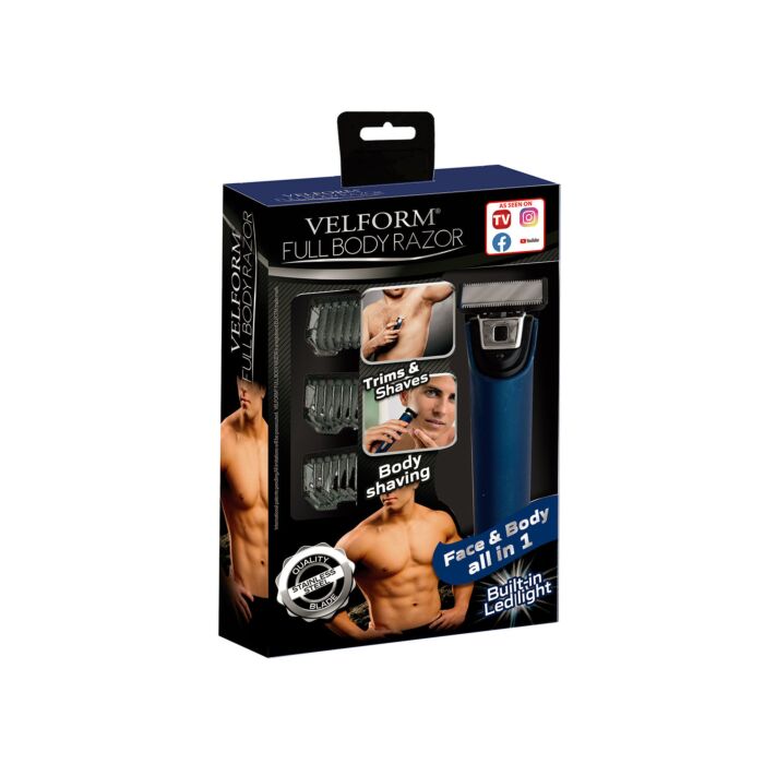 Velform Ganzkörperrasierer Full Body Razor, mit LED-Licht und Trimmaufsätzen