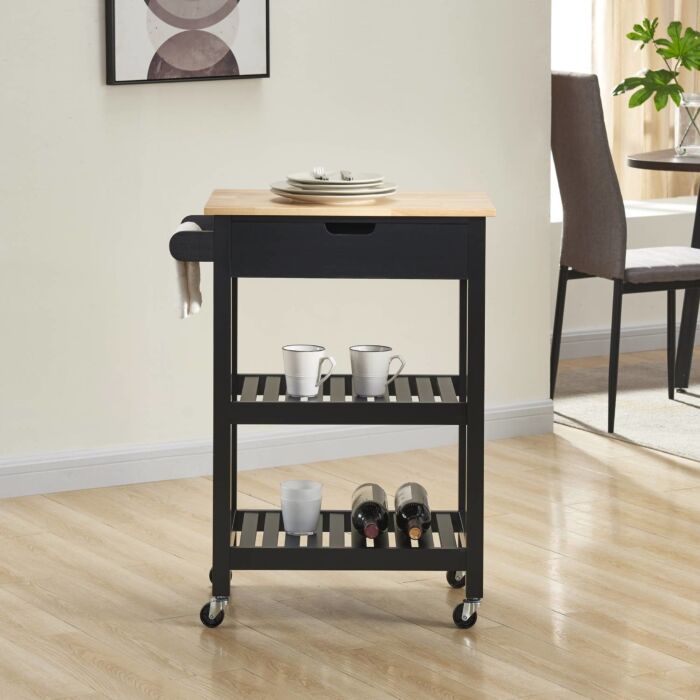 Küchenwagen «Lea», mit Schublade und Rollen schwarz