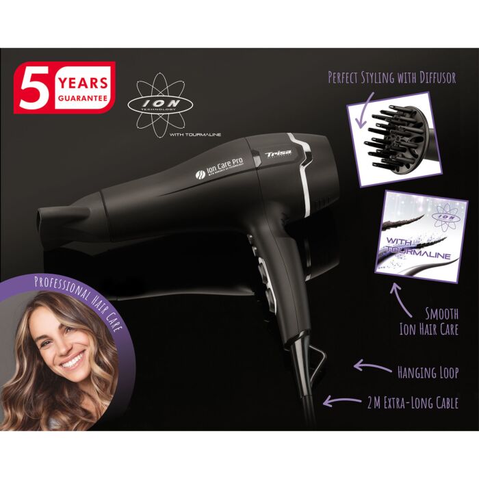 Trisa Haarföhn «ION Care Pro», 2000 W, mit Diffusor & Ondulierdüse