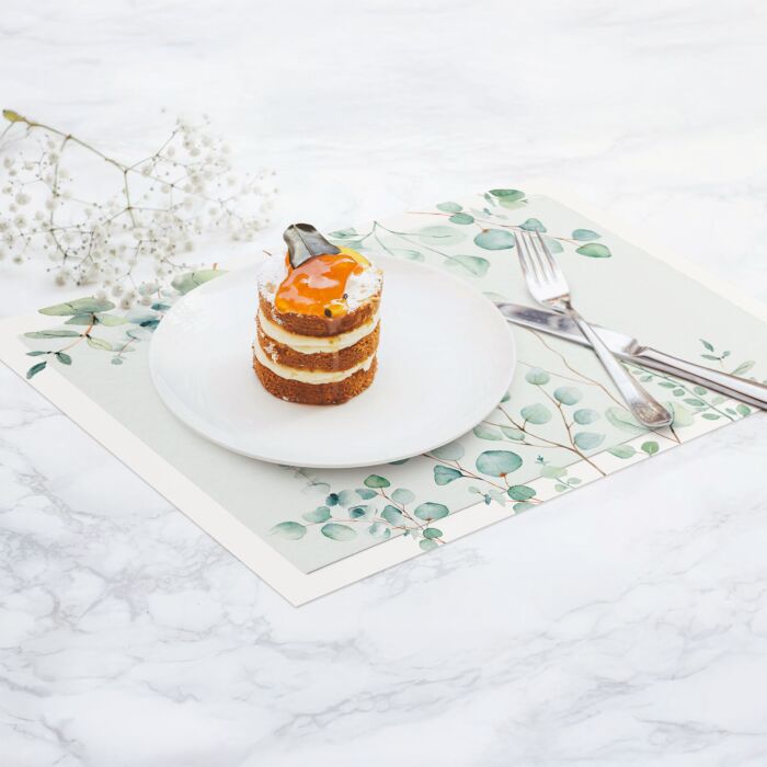 Set de table en papier «Eucalyptus», 48 feuilles, avec des motifs naturels