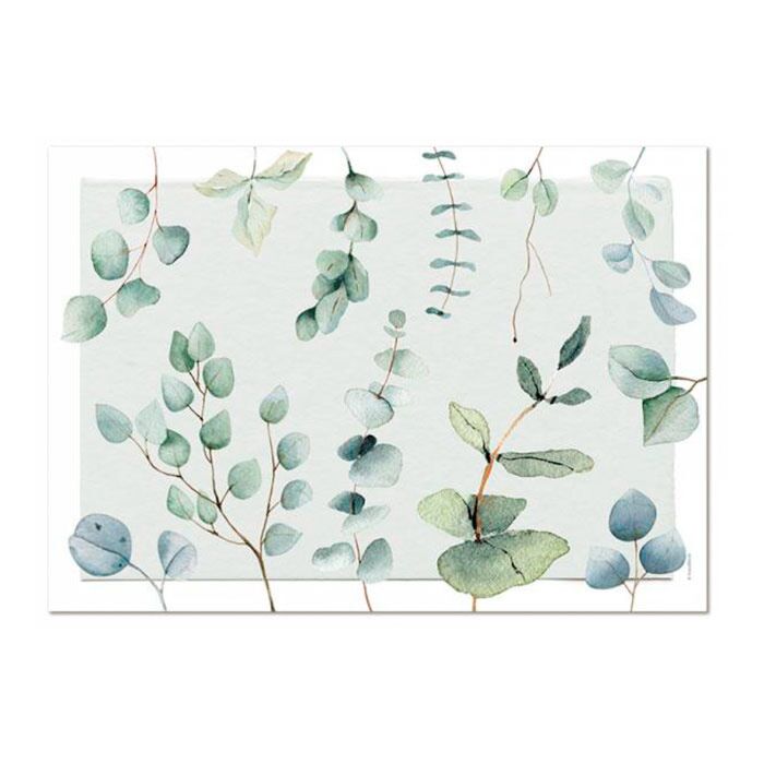 Set de table en papier «Eucalyptus», 48 feuilles, avec des motifs naturels