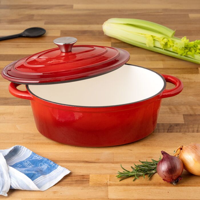 Cocotte en fonte avec couvercle, ovale