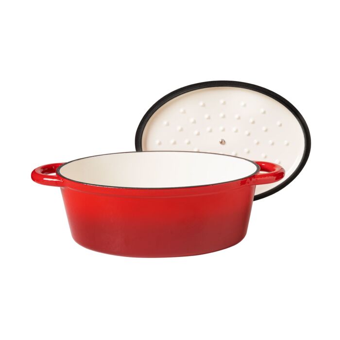 Cocotte en fonte avec couvercle, ovale