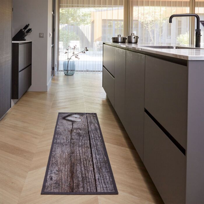 Küchenläufer Cook & Wash Holzherz, Anti-Rutsch, 50x150 cm