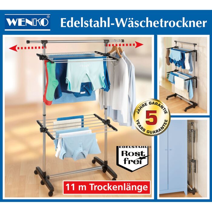 Wäschetrockner auf 2 Etagen, ausziehbar und mobil