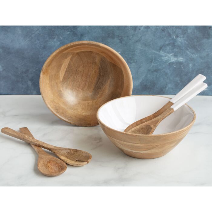 Saladier avec couverts en bois de manguier main product photo