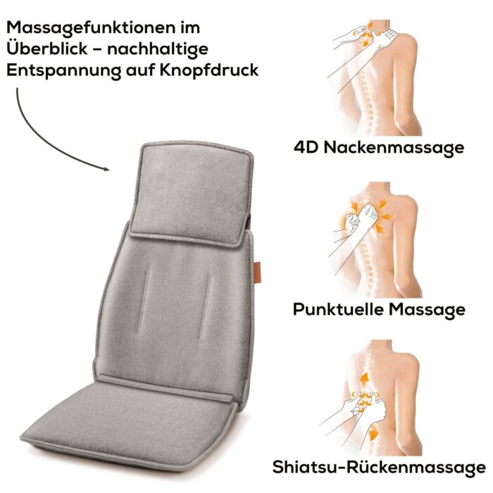 Coussin de massage Shiatsu Beurer «MG 330», massage de la nuque 4D, réglable